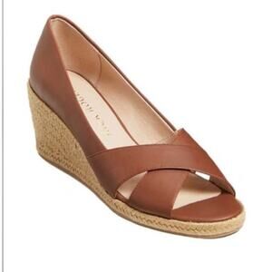 Jack Rogers Palmer Mocha Leather Open Toe Espadrilles 6